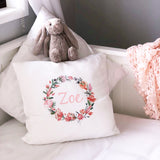 Personalised Flower Wreath Cushion Cover - DesignsByLauraMay
