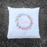 Personalised Flower Wreath Cushion Cover - DesignsByLauraMay