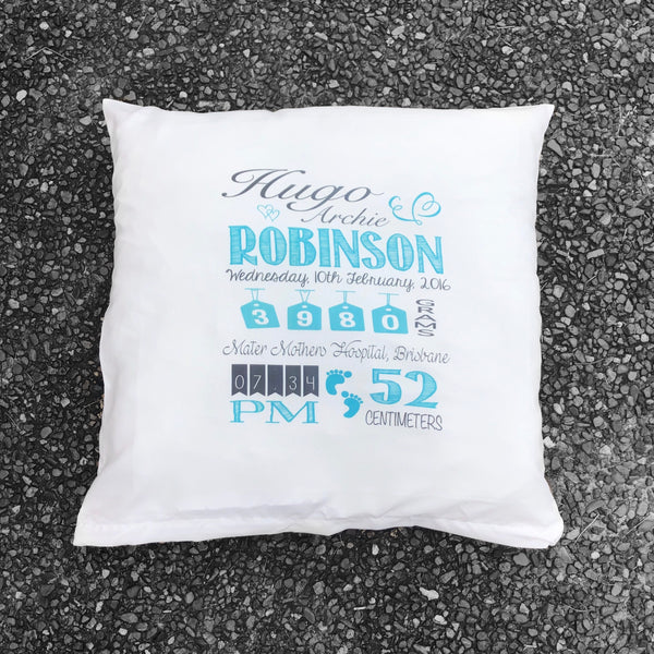 Personalised Birth Announcement Cushion cover - DesignsByLauraMay